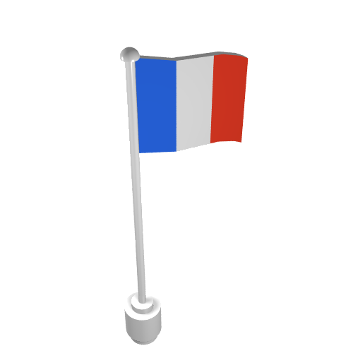 Flag on Flagpole, Wave with France Print White