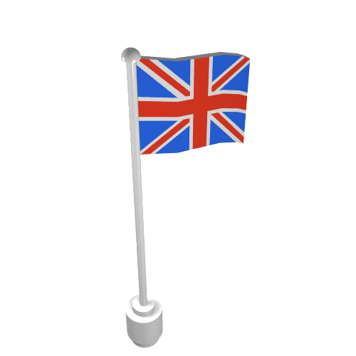 Flagge am Fahnenmast mit Hain und Vereinigtem Königreich (bedruckt) in Weiß