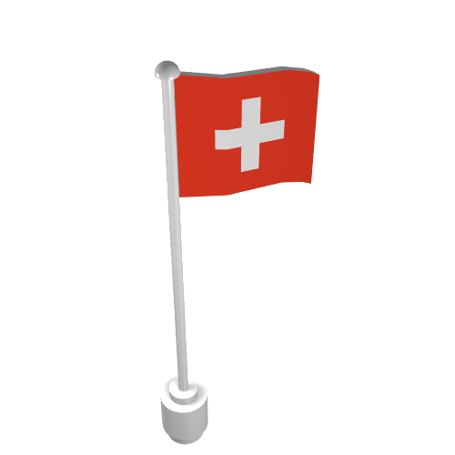 Flag on Flagpole, Wave with Switzerland Print White