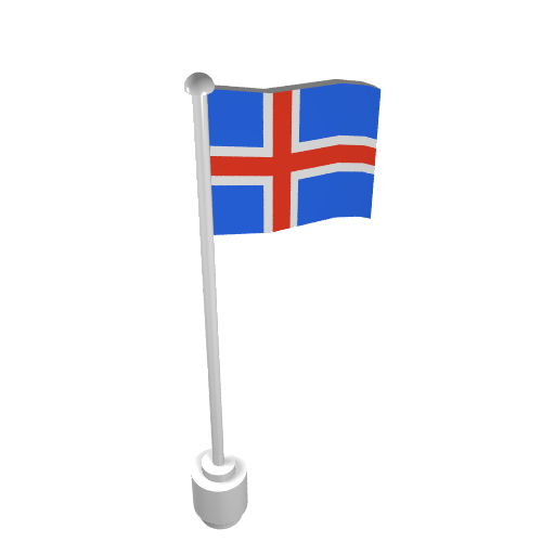 Flag on Flagpole, Wave with Iceland Print Weiß