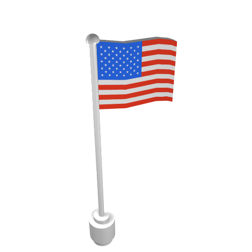 Flag on Flagpole Type 2 with United States Print White