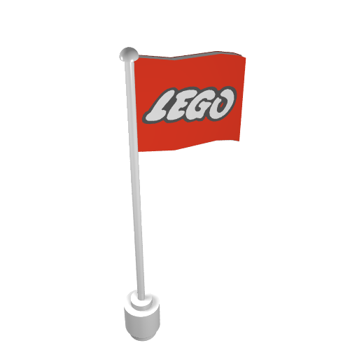 Flag on Flagpole, Wave with Lego Logo Print White