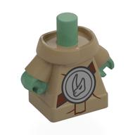 Minifig Body, Grogu with Silver Shield, Reddish Brown Strap print Sand Green