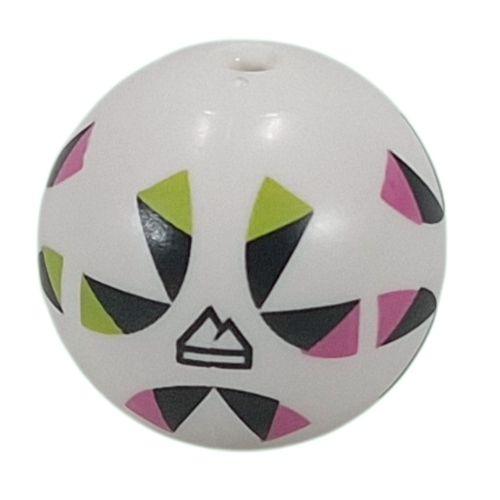 Minifig Head Special, Sphere Football with Black/Lime/Dark Pink Shapes, Black Mountain Peaks print Weiß