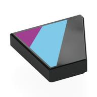 Wedge Tile 2 × 2 Left with Medium Azure/Magenta Shapes print Black