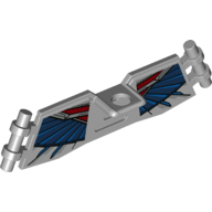 Minifig Neckwear Wings with 2 Bars with Dark Blue/Blue/Dark Red print Light Bluish Gray