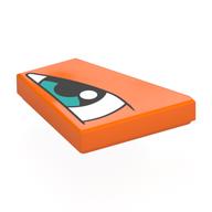 Wedge Tile 2 × 2 Left with White Eye, Dark Turquoise Iris Left print Orange