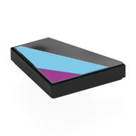 Wedge Tile 2 × 2 Right with Medium Azure/Magenta Shapes print Black