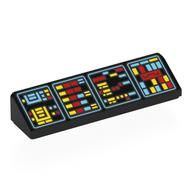 Brick Sloped 30° 1 × 4 × 2/3 with 4 Red/Yellow/Bright Light Blue Control Panels (Enterprise) print Schwarz