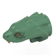 Animal / Creature Body Part, Snake / Dragon Head Upper Jaw with 3 Ridges with Yellow Eyes, Tan Fangs print Sand Green