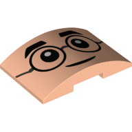 Brick Curved 4 × 6 Double, 2 × 4 Cutout with Face, Glasses print (Harry Potter) Light Nougat