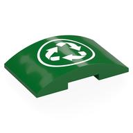 Brick Curved 4 × 6 Double, 2 × 4 Cutout with White Recycling Sign print Grün