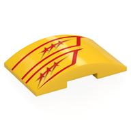 Brick Curved 4 × 6 Double, 2 × 4 Cutout with Red Stars, Lines print Yellow