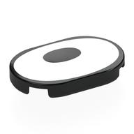 Tile Round 2 × 3 with White Surface, Black Oval Off-Center (Eye) print Schwarz