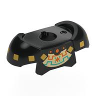 Minifig Neckwear Armor Shoulder Pads with Gold Squares, Orange/Turquoise Shapes on Tan Field print Black
