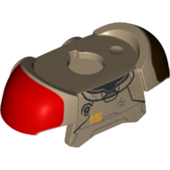 Minifig Neckwear Armor Shoulder Pads with Red and Black Shape print Dunkelbeige