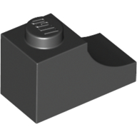 Brick Curved 2 × 1 with Inverted Cutout Black