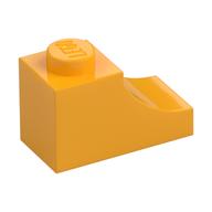 Brick Curved 2 × 1 with Inverted Cutout Bright Light Orange