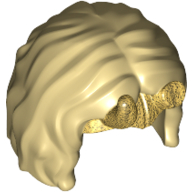 Hair and Tiara, Short with Center Part and Pearl Gold Tiara, Horns print Tan