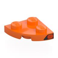 Plate Round Corner 2 × 2 with Red Tail Light print Orange