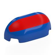 Brick Round, Curved Triple 1 × 3 × 1 with Red Print Blue