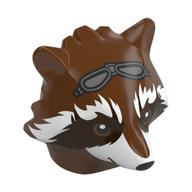 Minifig Head Special, Raccoon, Goggles Print (Rocket) Rotbraun