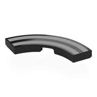 Tile 3 × 3 Curved, Macaroni with Silver Strips Schwarz