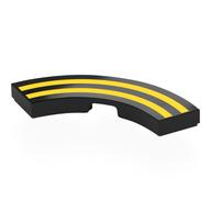 Tile 3 × 3 Curved, Macaroni with Yellow Lines print Schwarz