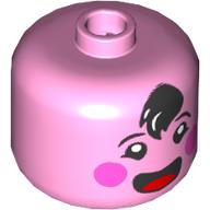 BigFig Head Black Cowlick Hair, Dark Pink Cheeks, Open Mouth, Tongue print Bright Pink