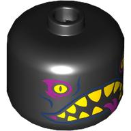 Bigfig Head with Yellow Eyes, Dark Pink Eyeshadow, Yellow Teeth, Tongue print Schwarz