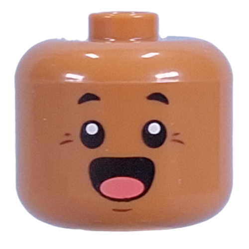 Bigfig Head with Small Black Eyes, Wide Open Mouth print Medium Nougat