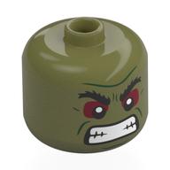 BigFig Head Hulk, Thick Black Eyebrows, Dark Red Eyeshadow, Angry, Teeth Olive Green