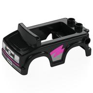 Duplo Car Body 4 × 6 × 2 with White Headlights, Dark Pink/Light Bluish Grey Decorations print Black