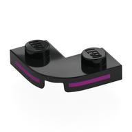 Plate Round Corner 2 × 2 with 1 × 1 Cutout with Magenta Stripes print Black