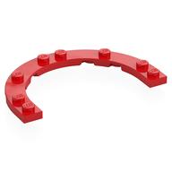Plate Round Half 5 × 8 with 4 × 6 Round Cutout Red