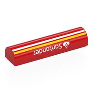 Brick Curved 1 × 4 × 2/3 Double, No Studs with White 'Santander', White and Yellow Stripes print Rot