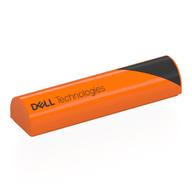 Brick Curved 1 × 4 × 2/3 Double, No Studs with Black Triangle, 'DELL Technologies' Right print Orange