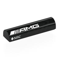 Brick Curved 1 × 4 × 2/3 Double, No Studs with White 'AMG MSC', Left print Black