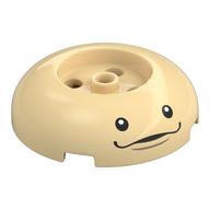 Brick Round 4 × 4 Dome Top with Round 2 × 2 Recessed, 4 Studs with Face print Tan