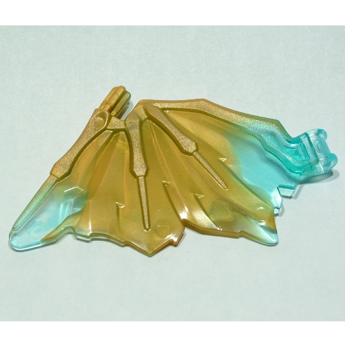 Creature Body Part, Wing, Crystalized with Marbled Pearl Gold Pattern Trans-Light Blue
