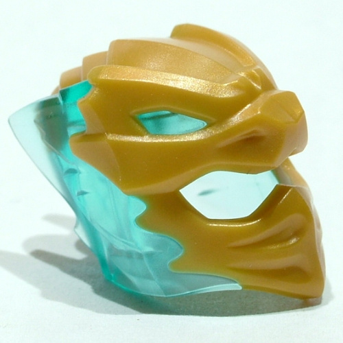 Wrap / Mask with Marbled Trans-Light Blue Crystals Pattern Pearl Gold
