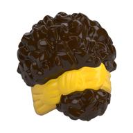 Hair Coiled, Tied Up with Ribbon, Yellow Pattern Dunkelbraun