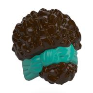 Hair Coiled, Tied Up with Ribbon, Dark Turquoise Pattern Dark Brown