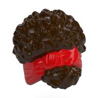 Hair Coiled, Tied Up with Ribbon, Red Pattern Dark Brown
