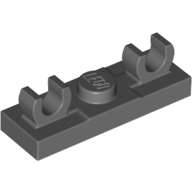 Plate Special 1 × 3 with 2 Clips on Top Dark Bluish Gray