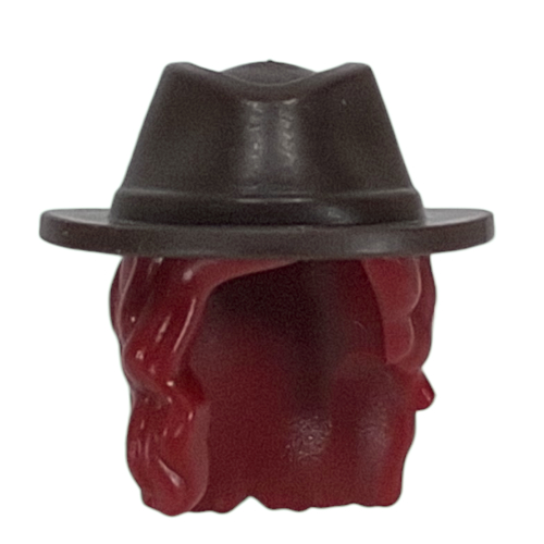 Hair and Hat, Long with Dark Brown Hat Pattern Dark Red