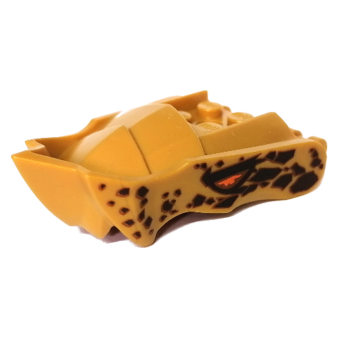 Creature Body Part, Dragon Head Lower Jaw with Pointy Chin with Dark Brown Markings, Orange Eye print Pearl Gold