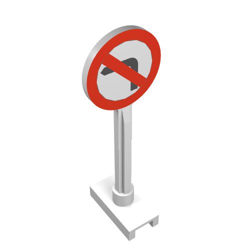 Road Sign Round with Left Turn Prohibited Print White