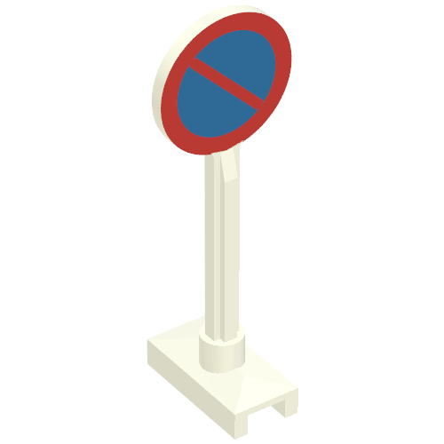 Road Sign Round with No Parking Print White