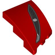 Brick Wedged, Curved 3 × 2 with Stud Notch Left with Black Headlight print Rot
